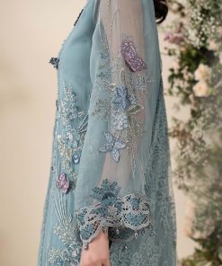Luxury Formal Slate Blue Embroidered Chiffon Suit Mbcs-Ea2606Sb 17 Mbcs 26106 Bluef Imanistudio.com
