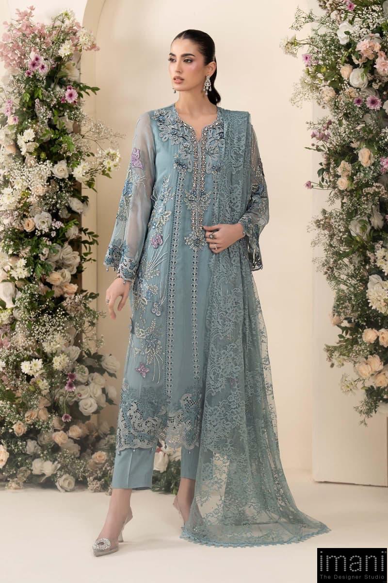 Luxury Formal Slate Blue Embroidered Chiffon Suit Mbcs-Ea2606Sb 1 Luxury Formal Slate Blue Embroidered Chiffon Suit Mbcs-Ea2606Sb