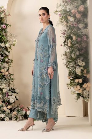 Luxury Formal Slate Blue Embroidered Chiffon Suit Mbcs-Ea2606Sb 12 Mbcs 26106 Bluek Imanistudio.com