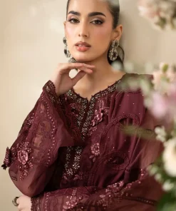 Luxury Formal Burgundy Embroidered Chiffon Suit Mbcs-Ea2608Bd 14 Mbcs 26108Maroonc Imanistudio.com