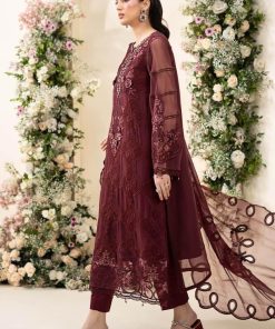 Luxury Formal Burgundy Embroidered Chiffon Suit Mbcs-Ea2608Bd 12 Mbcs 26108Maroonk Imanistudio.com