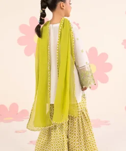 Maria.b Kids Wear White/ Neon Green Printed &Amp; Embroidered Lawn Suit Mbkd-Ea2614Wg 16 Mk Dea2614Whitegreena Imanistudio.com