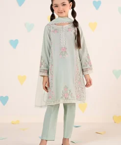MariaB Sea Green Embroidered Dobby Lawn Suit MBKD-EF2550SG