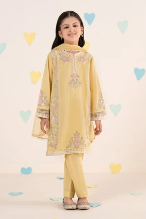 MariaB Yellow Embroidered Dobby Lawn Suit MBKD-EF2550YL