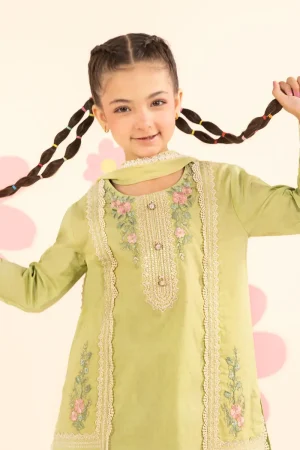 Maria.b Kids Wear Lime Green Printed &Amp; Embroidered Dobby Lawn Suit Mbkd-Ea2624Lg 9 Mkd Ef2624Greena Imanistudio.com