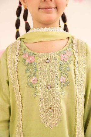 Maria.b Kids Wear Lime Green Printed &Amp; Embroidered Dobby Lawn Suit Mbkd-Ea2624Lg 10 Mkd Ef2624Greenb Imanistudio.com
