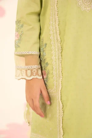 Maria.b Kids Wear Lime Green Printed &Amp; Embroidered Dobby Lawn Suit Mbkd-Ea2624Lg 11 Mkd Ef2624Greenc Imanistudio.com
