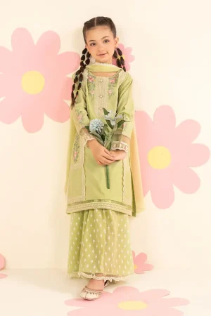 Maria.b Kids Wear Lime Green Printed &Amp; Embroidered Dobby Lawn Suit Mbkd-Ea2624Lg 8 Mkd Ef2624Greenf Imanistudio.com