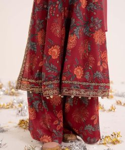 Maria.b Kids Wear Maroon Raw Silk Printed &Amp; Embroidered Suit Mbks-Ea2612Mp 15 Mks Ea2612Maroonf Imanistudio.com