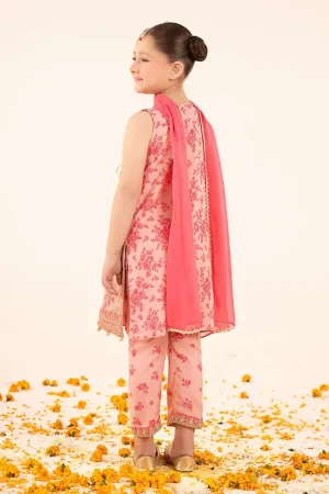 Maria.b Kids Wear Pink Printed &Amp; Embroidered Raw Silk Suit Mbks-Ef2609Pp 8 Mks Ef2609Pinka Imanistudio.com