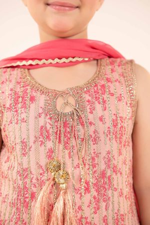 Maria.b Kids Wear Pink Printed &Amp; Embroidered Raw Silk Suit Mbks-Ef2609Pp 10 Mks Ef2609Pinkc Imanistudio.com