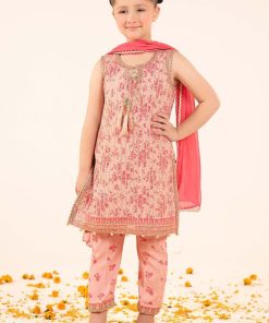 Maria.b Kids Wear Pink Printed &Amp; Embroidered Raw Silk Suit Mbks-Ef2609Pp 12 Maria.b Kids Wear Pink Printed &Amp; Embroidered Raw Silk Suit Mbks-Ef2609Pp