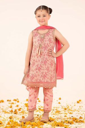 Maria.b Kids Wear Pink Printed &Amp; Embroidered Raw Silk Suit Mbks-Ef2609Pp 12 Maria.b Kids Wear Pink Printed &Amp; Embroidered Raw Silk Suit Mbks-Ef2609Pp