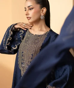 Maria.b Luxury Formal Navy Blue Embroidered Self Tassel Silk Suit Mbst-Ea2611Nb 13 Mst Ef2611Nava Imanistudio.com