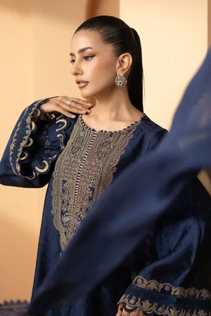 Maria.b Luxury Formal Navy Blue Embroidered Self Tassel Silk Suit Mbst-Ea2611Nb 13 Mst Ef2611Nava Imanistudio.com