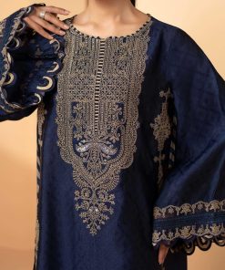 Maria.b Luxury Formal Navy Blue Embroidered Self Tassel Silk Suit Mbst-Ea2611Nb 14 Mst Ef2611Navb Imanistudio.com