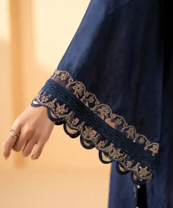 Maria.b Luxury Formal Navy Blue Embroidered Self Tassel Silk Suit Mbst-Ea2611Nb 15 Mst Ef2611Navd Imanistudio.com