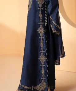 Maria.b Luxury Formal Navy Blue Embroidered Self Tassel Silk Suit Mbst-Ea2611Nb 16 Mst Ef2611Nave Imanistudio.com