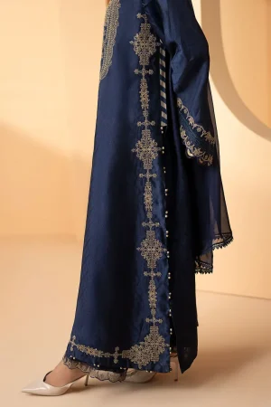 Maria.b Luxury Formal Navy Blue Embroidered Self Tassel Silk Suit Mbst-Ea2611Nb 16 Mst Ef2611Nave Imanistudio.com