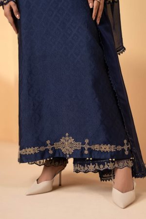 Maria.b Luxury Formal Navy Blue Embroidered Self Tassel Silk Suit Mbst-Ea2611Nb 17 Mst Ef2611Navf Imanistudio.com