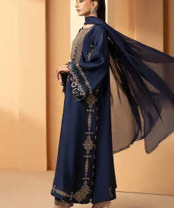 Maria.b Luxury Formal Navy Blue Embroidered Self Tassel Silk Suit Mbst-Ea2611Nb 11 Mst Ef2611Navj Imanistudio.com