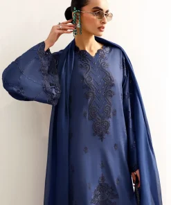 Maria.b Luxury Formal Dark Blue Embroidered Medium Raw Silk Suit Mbst-Ef2632Db 8 Mst Ef2632Bluea Imanistudio.com