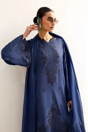 Maria.b Luxury Formal Dark Blue Embroidered Medium Raw Silk Suit Mbst-Ef2632Db 8 Mst Ef2632Bluea Imanistudio.com