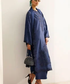 Maria.b Luxury Formal Dark Blue Embroidered Medium Raw Silk Suit Mbst-Ef2632Db 10 Mst Ef2632Blued Imanistudio.com