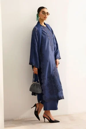 Maria.b Luxury Formal Dark Blue Embroidered Medium Raw Silk Suit Mbst-Ef2632Db 10 Mst Ef2632Blued Imanistudio.com