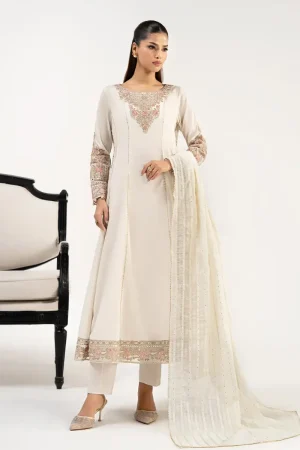 Maria.B Luxury Pret Off-White Embroidered Dobby Lawn Suit MBDW-EA25122WO