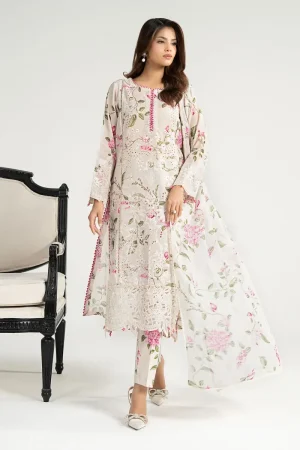 Maria.B Luxury Pret Off-White Embroidered Paper Cotton Suit MBDW-EA2602WP