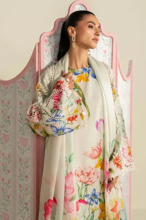 Maria.b Luxury Pret Cream Printed &Amp; Embroidered Raw Silk Suit Mbdw-Ea2625Cm 12 Dw Ea2625A Imanistudio.com