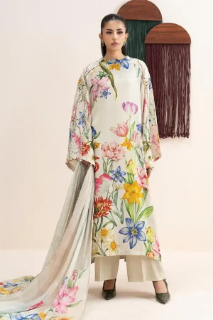 Maria.b Luxury Pret Cream Printed &Amp; Embroidered Raw Silk Suit Mbdw-Ea2625Cm 19 Dw Ea2625Offwhtc Imanistudio.com