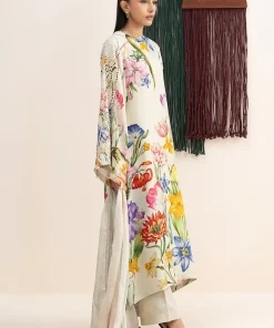 Maria.b Luxury Pret Cream Printed &Amp; Embroidered Raw Silk Suit Mbdw-Ea2625Cm 11 Dw Ea2625Offwhtd Imanistudio.com