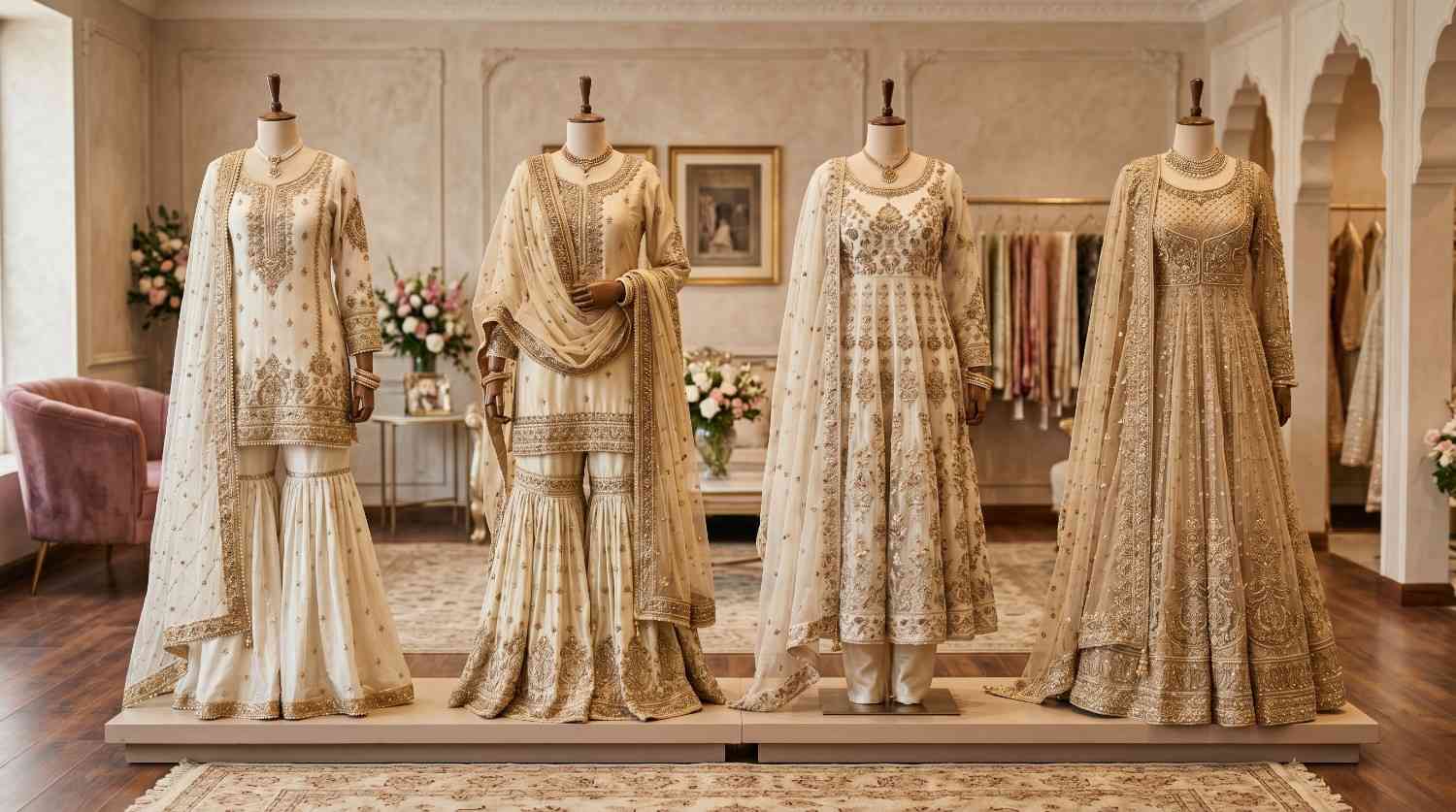 How To Choose The Right Nikah Outfit As A Pakistani Bride In The Uk (2026 Guide) 2 Elegant Bridal Wear Ideas Imanistudio.com