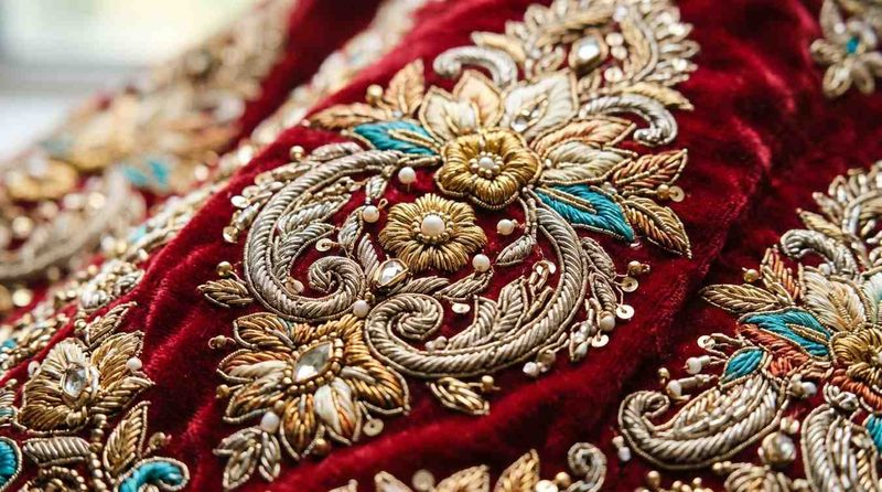 How Can I Tell The Difference Between A Genuine Pakistani Designer Bridal Outfit And A Replica? 2 Macro Closeup Of Embroidery
