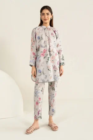 2 Pcs Grey Printed Dobby Lawn Co-Ord Set Mb-Cs26144Gp 14 Mb Cs26144 Grey Imanistudio.com