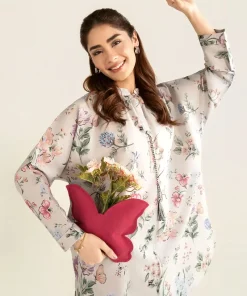 2 Pcs Grey Printed Dobby Lawn Co-Ord Set Mb-Cs26144Gp 10 Mb Cs26144 Greyb Imanistudio.com