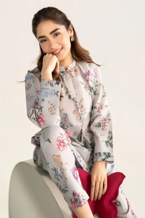 2 Pcs Grey Printed Dobby Lawn Co-Ord Set Mb-Cs26144Gp 12 Mb Cs26144 Greyd Imanistudio.com