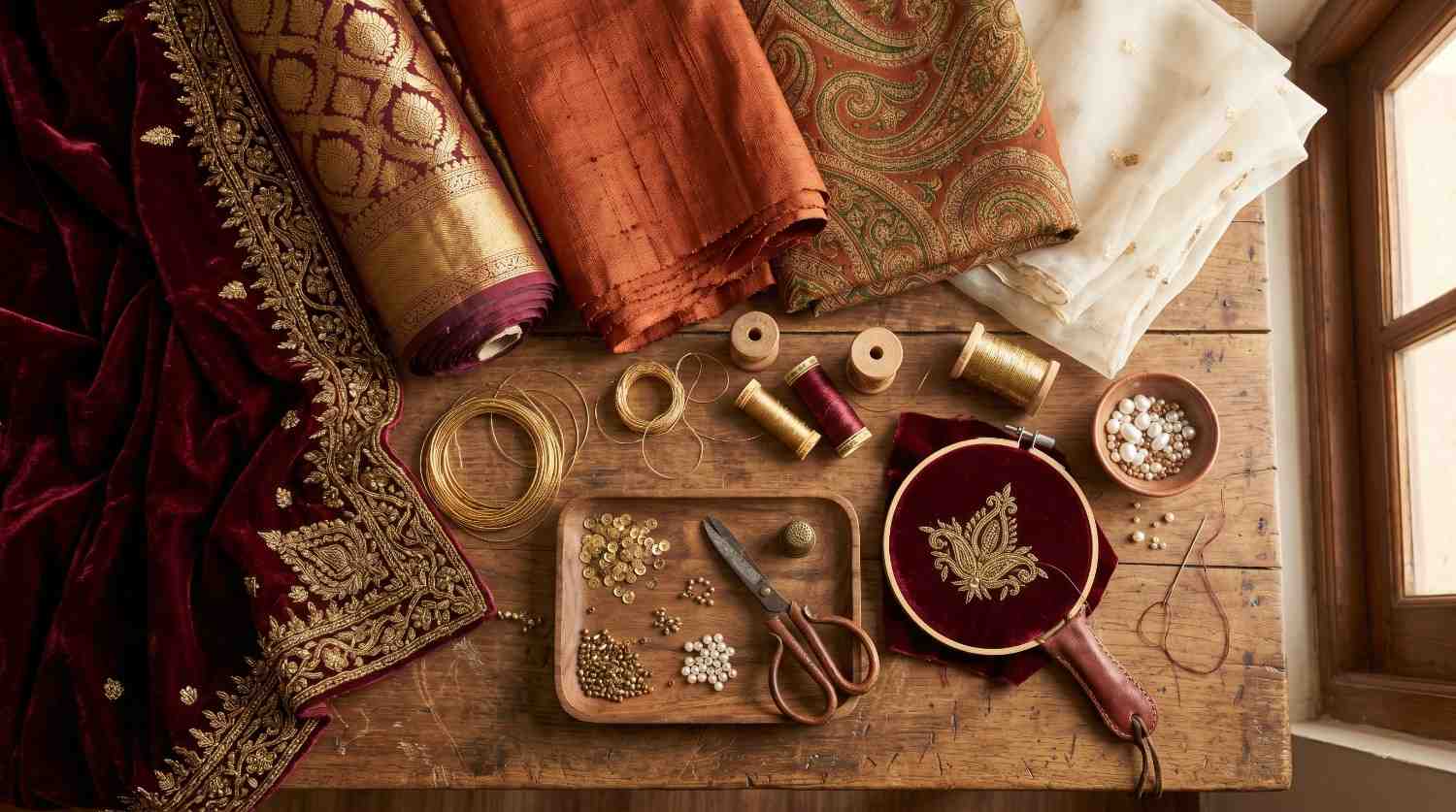 What Fabrics And Embellishments Are Used In Authentic Pakistani Bridal Couture? 2 Pakistani Bridal Couture Materials Imanistudio.com