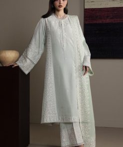 3Pcs Zara Shahjahan Tranquil Aqua, Medium Raw Silk Noora Suit ZSZR-F0648TA