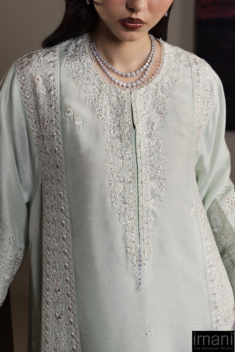 3Pcs Zara Shahjahan Tranquil Aqua, Medium Raw Silk Noora Suit Zszr-F0648Ta 4 3Pcs Zara Shahjahan Tranquil Aqua, Medium Raw Silk Noora Suit Zszr-F0648Ta - Image 4