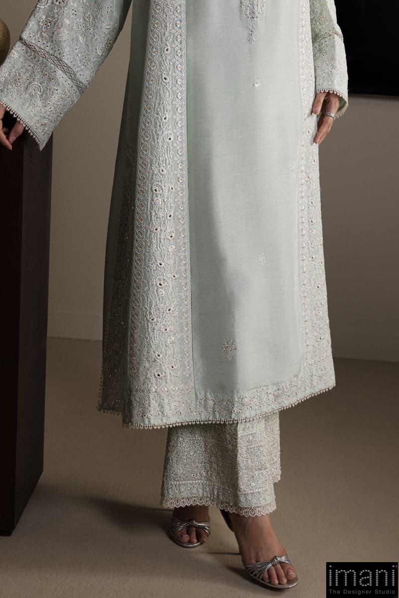 3Pcs Zara Shahjahan Tranquil Aqua, Medium Raw Silk Noora Suit Zszr-F0648Ta 2 3Pcs Zara Shahjahan Tranquil Aqua, Medium Raw Silk Noora Suit Zszr-F0648Ta - Image 2