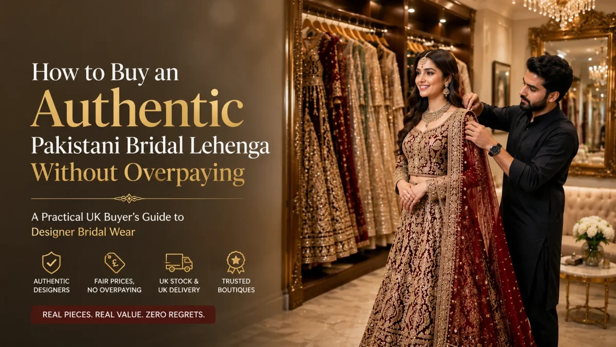 How To Buy An Authentic Pakistani Bridal Lehenga Without Overpaying 2 Authentic Pakistani Bridal Lehenga Displayed In A Trusted Uk Bridal Boutique