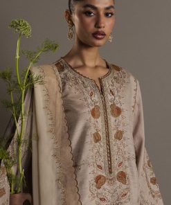 3Pcs Zara Shahjahan Beige Medium Raw Silk Shaista Suit Zszr-F0652Mb 8 Beige2 Imanistudio.com