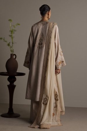 3Pcs Zara Shahjahan Beige Medium Raw Silk Shaista Suit Zszr-F0652Mb 11 Beige3 Imanistudio.com