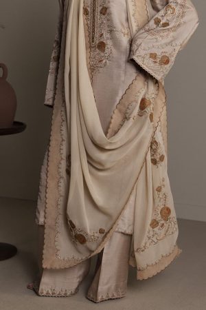3Pcs Zara Shahjahan Beige Medium Raw Silk Shaista Suit Zszr-F0652Mb 9 Beige5 Imanistudio.com