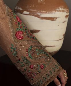 3Pcs Zara Shahjahan Brown Korean Silk Kahvaan Suit Zszr-F0643Bk 11 Brown3 Imanistudio.com