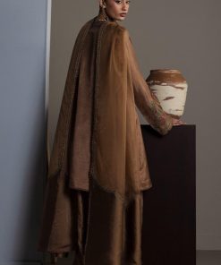 3Pcs Zara Shahjahan Brown Korean Silk Kahvaan Suit Zszr-F0643Bk 10 Brown4 Imanistudio.com