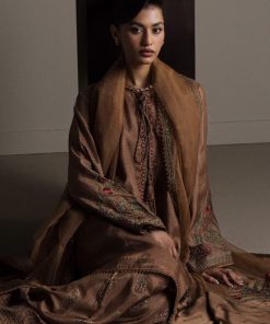 3Pcs Zara Shahjahan Brown Korean Silk Kahvaan Suit Zszr-F0643Bk 9 Brown5 Imanistudio.com
